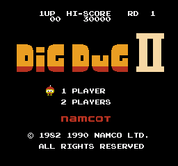 Dig Dug II title screen for Famicom Disk System